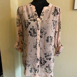 LOFT Shear Floral Blouse sz S